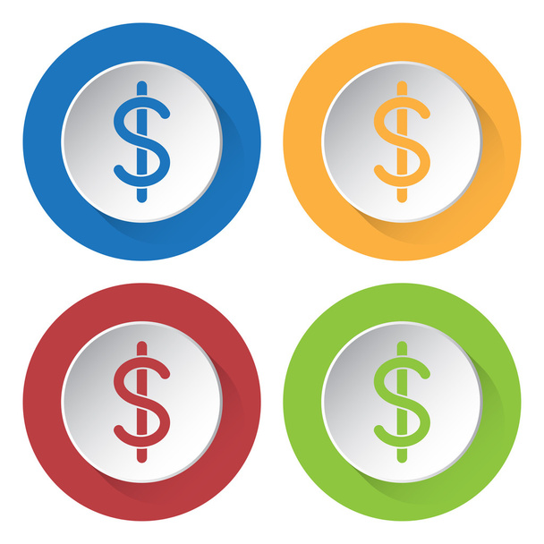 conjunto de quatro ícones - símbolo de moeda dólar
 - Vetor, Imagem