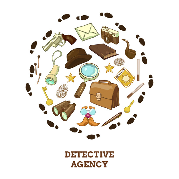 Detective Agency Round Composition - Vektor, obrázek