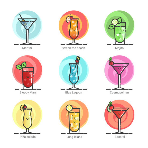 Cocktails drinken lijst - Vector, afbeelding