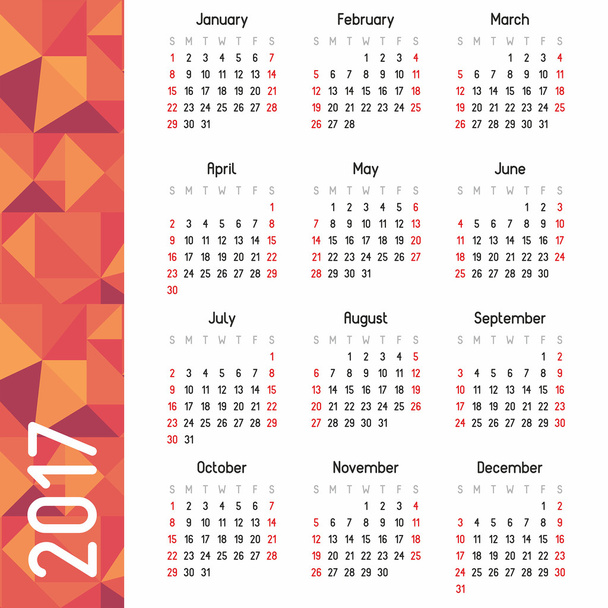 ημερολόγιο για το 2017 - Διάνυσμα, εικόνα