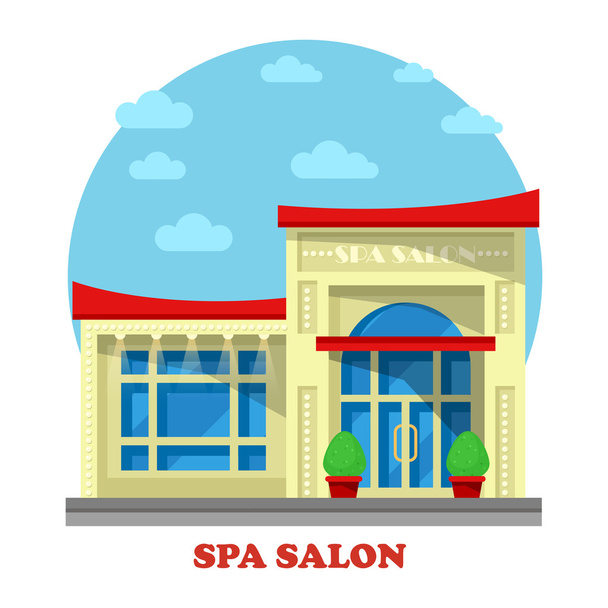 Spa or beauty salon or parlor, parlour building - Vector, Image