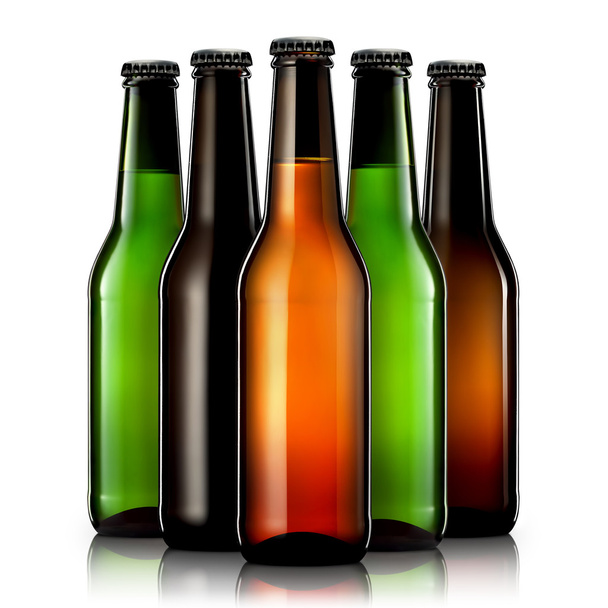 Set of beer bottles isolated on white background - Zdjęcie, obraz