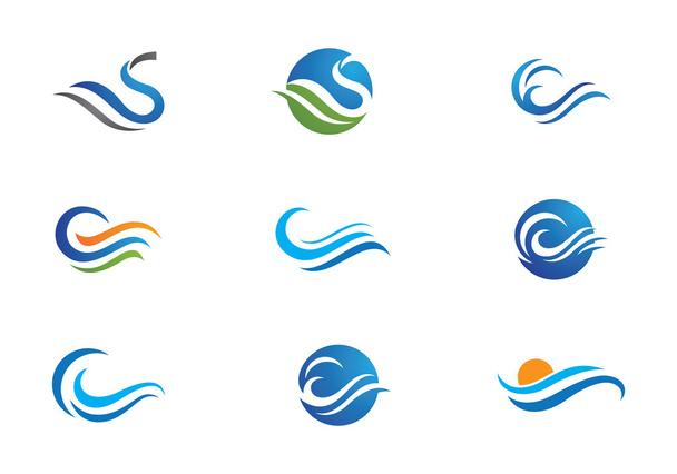 Su dalgası logo şablonu - Vektör, Görsel