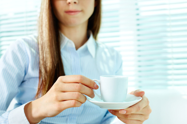 Female with cup - 写真・画像