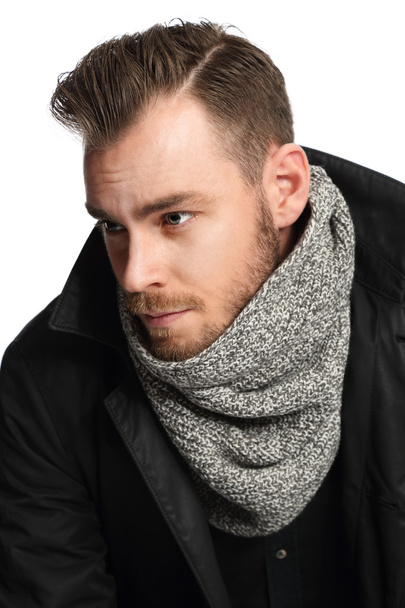 Fashionable man in scarf - Fotoğraf, Görsel
