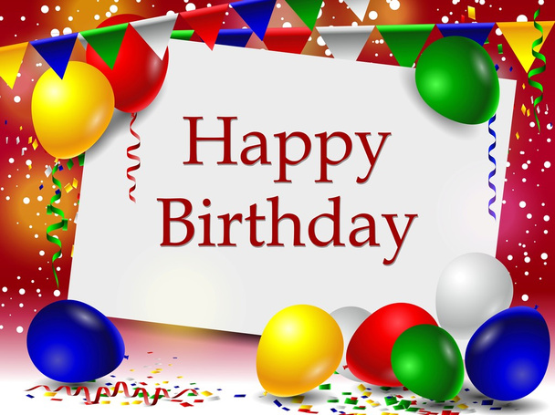 Открытка на день рождения с цветными воздушными шарами
 - Фото, изображение