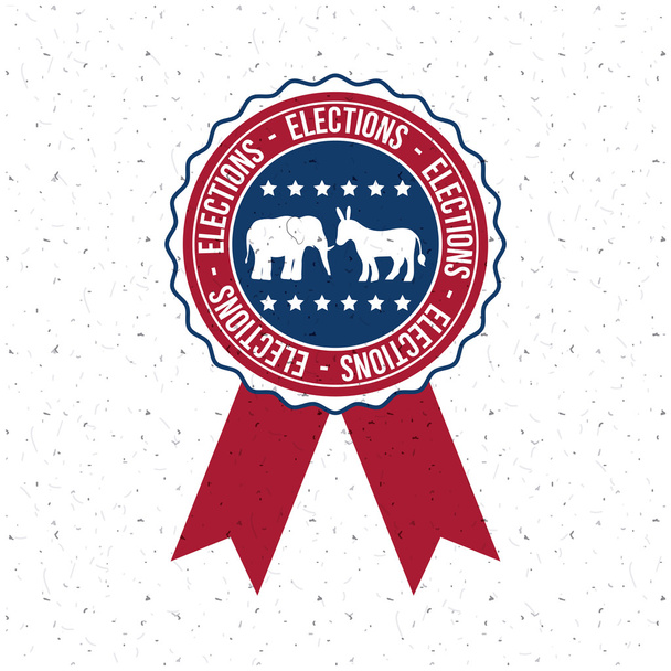 Isolated Donkey and elephant button of vote concept - Vector, Image
