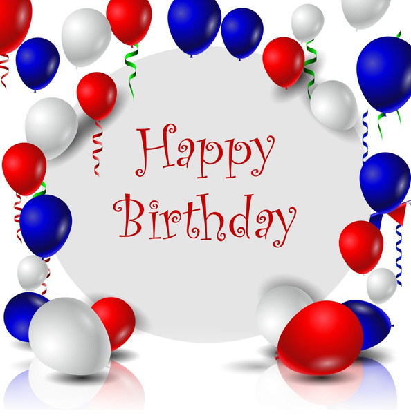 Tarjeta de cumpleaños con globos de colores
 - Foto, Imagen