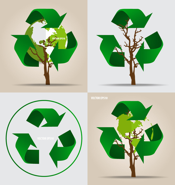 Pomyśl zielone, ekologia koncepcja. drzewo symbolem recyklingu, i wektor - Wektor, obraz