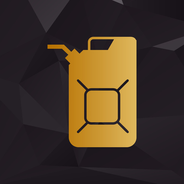 Jerrycan oil sign. Jerry can oil sign. Golden style on background with polygons. - Vector, Image