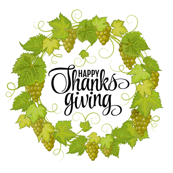 Happy Thanksgiving with text greeting and autumn leaves. Векторная иллюстрация EPS 10
 - Вектор,изображение