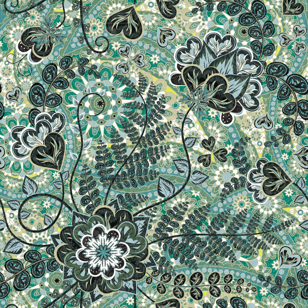 vintage pattern in indian batik style. floral vector background - Διάνυσμα, εικόνα