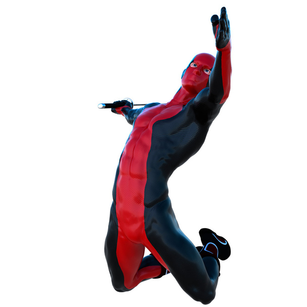 silného mladíka v červené a černé super obleku - Fotografie, Obrázek