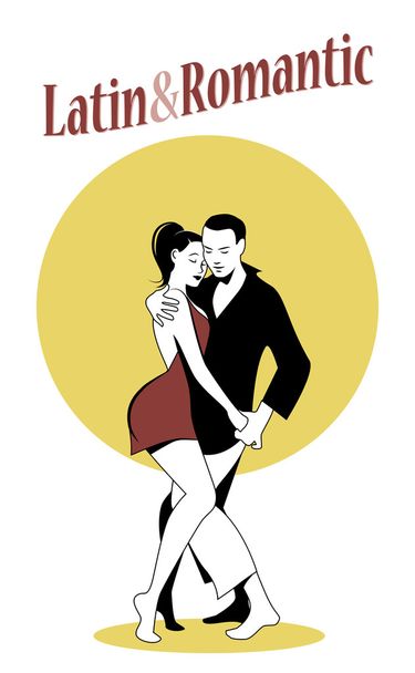Nuori pariskunta tanssii latinomusiikkia. Sarjakuvatyyli
 - Vektori, kuva