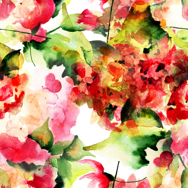 Seamless pattern with stylized Hydrangea flowers - Fotografie, Obrázek