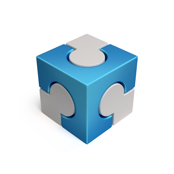 cubical jigsaw icon 3d rendering - Foto, afbeelding
