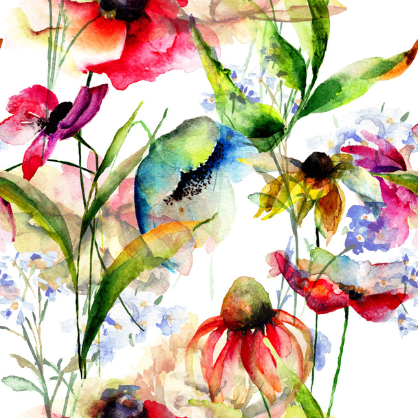 Seamless pattern with stylized flowers - Zdjęcie, obraz