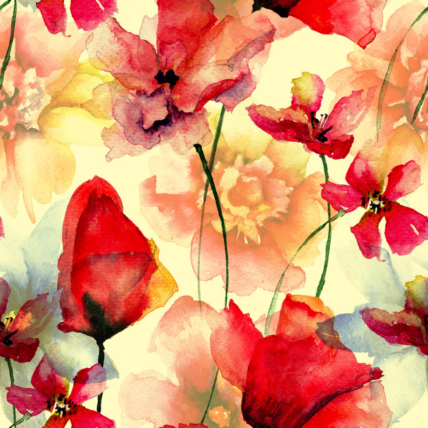 Seamless wallpaper with wild flowers - Photo, image