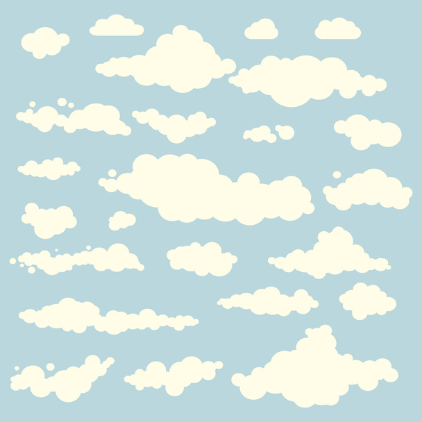 Vector illustration of clouds collection set blue - Vector, Image