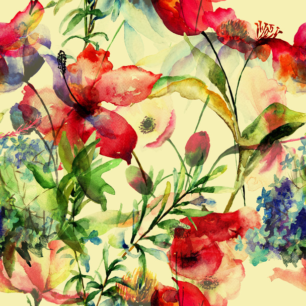Floral seamless wallpaper - Photo, image
