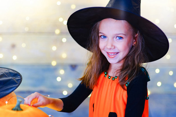 Happy witch children during Halloween party - Photo, Image