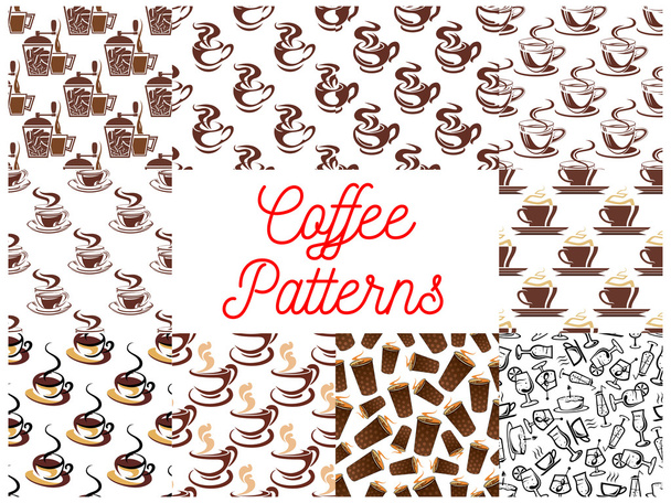 Coffee seamless patterns - Vector, Image