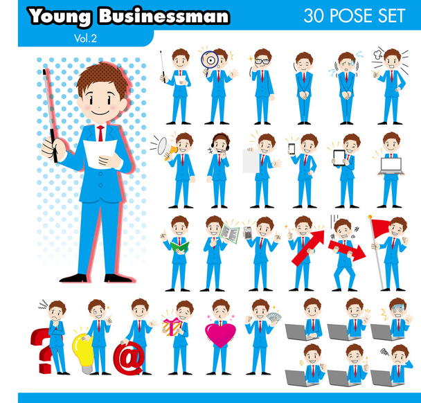 Joven hombre de negocios en trajes azul2
 - Vector, Imagen