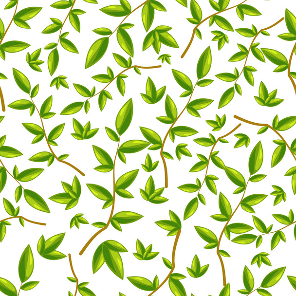 безшовний візерунок з листям Зелене листя на білому тлі
 - Вектор, зображення