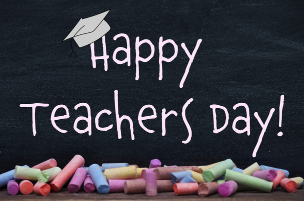 Teachers day concept. Text on chalkboard - Fotografie, Obrázek