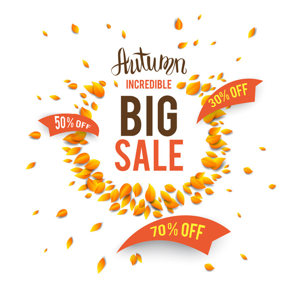 Big seasonal fall sale poster - Vector, Image