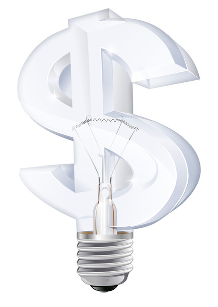 Dólar conceito lâmpada
 - Vetor, Imagem