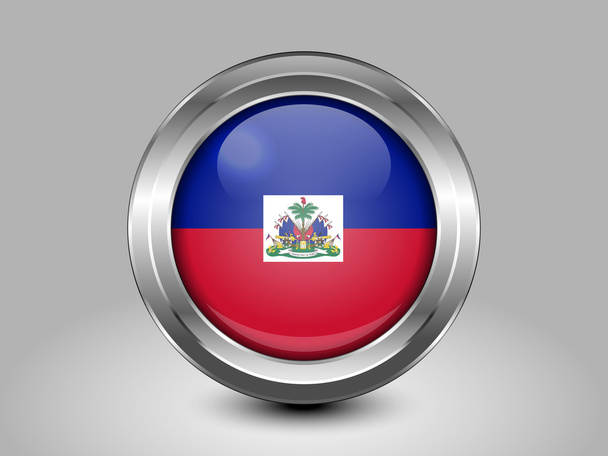 Haitin lippu. Metalli ja lasi pyöreä kuvake
 - Vektori, kuva