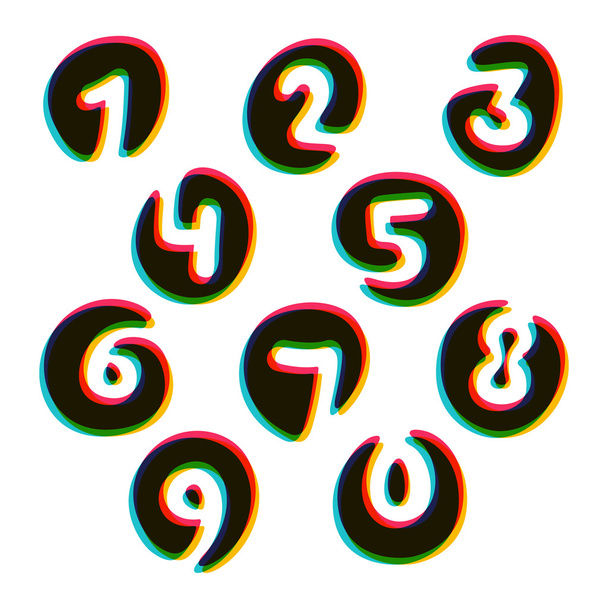 Nombres définir les logos de superposition avec décalage de couleur
. - Vecteur, image