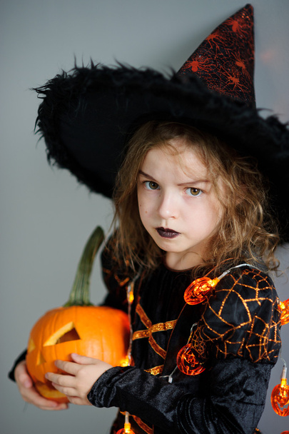Portrait of the girl 8-9 years in a suit for Halloween. - Fotografie, Obrázek