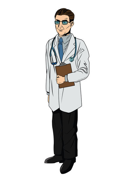 Arzt Karikatur mit Uniform - Vektor, Bild
