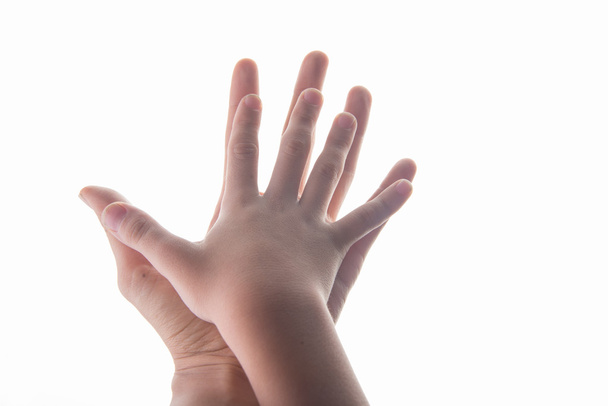 Hand of mom and son touching each other  - Foto, Bild