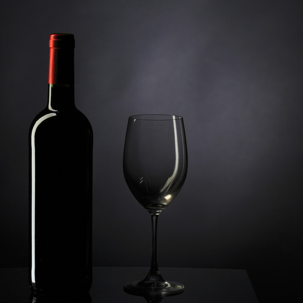 Red Wine Glass silhouette Black Background - Photo, Image