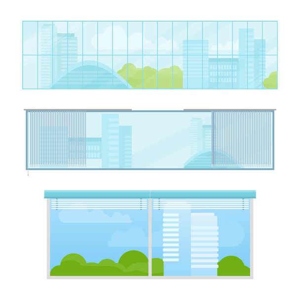 Set of Windows Vector Illustrations In Flat Style. - Vector, Image