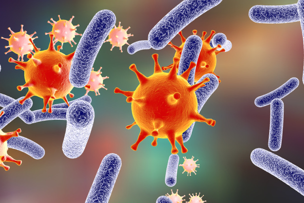 Baktériumok és vírusok illusztráció - Fotó, kép
