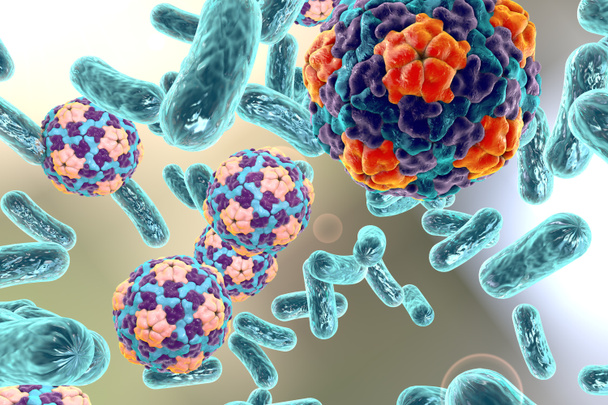 Bakteri ve virüsleri illüstrasyon - Fotoğraf, Görsel