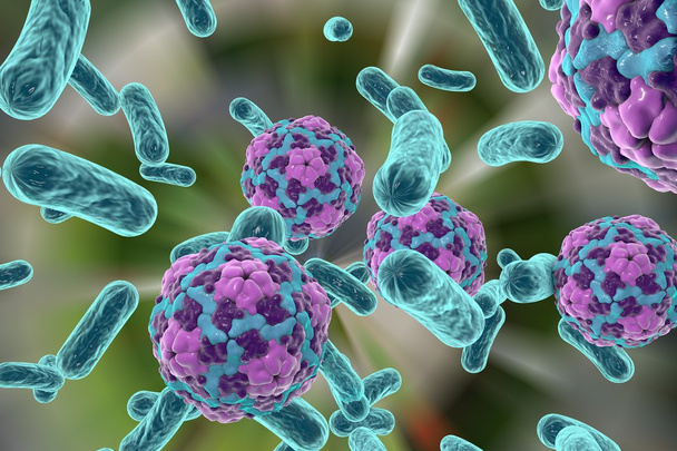 Illustrazione di batteri e virus
 - Foto, immagini