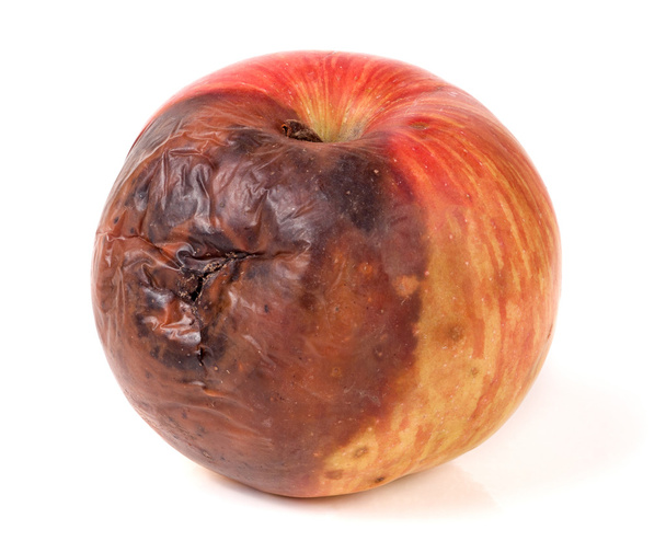 Zgniłe jabłko odizolowane na białym tle - Zdjęcie, obraz