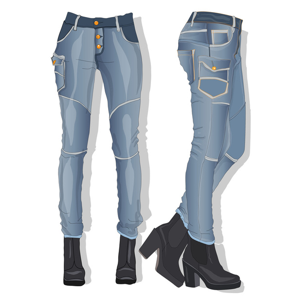 Female jeans. Vector. - Vector, Image