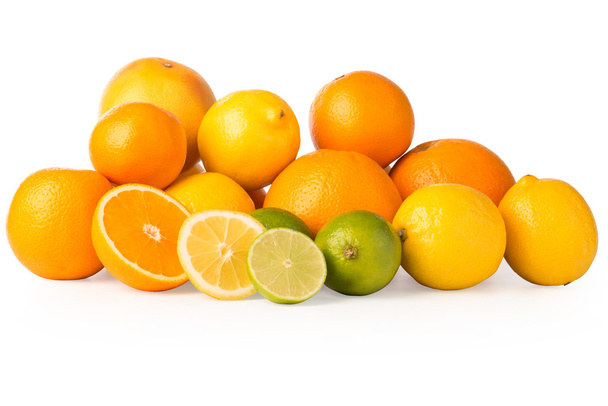 Cutout of a Collection of Citrus Fruits and Slices - Photo, Image
