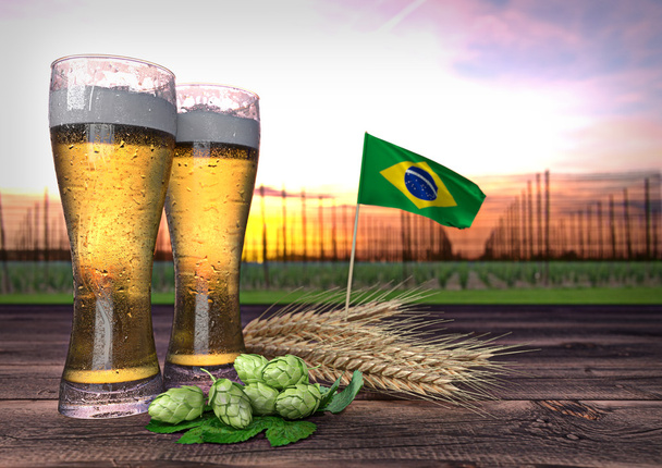 consumo de cerveja no Brasil. Ilustração 3D
 - Foto, Imagem