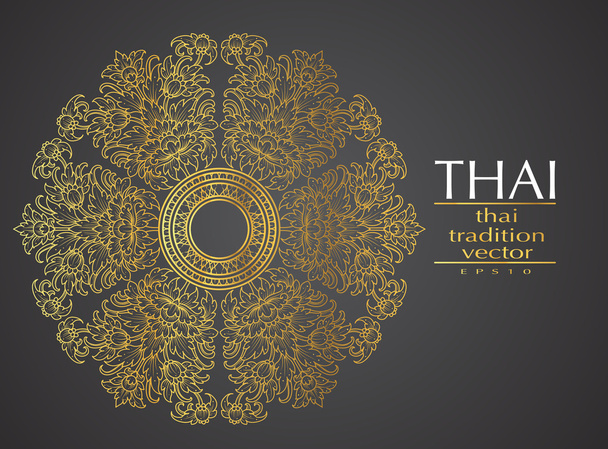 Thai art element Traditional gold for greeting cards - Vector, afbeelding