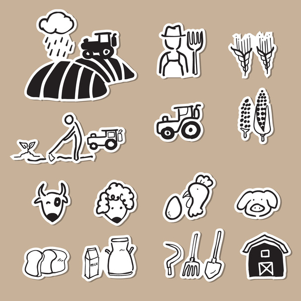 Agricultores y agricultura dibujo iconos papel cortado
 - Vector, imagen