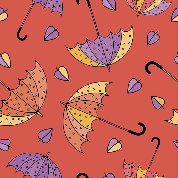 Umbrellas seamless pattern. Colorful vector illustration. Print. Repeating background. Cloth design, wallpaper. - Vector, afbeelding