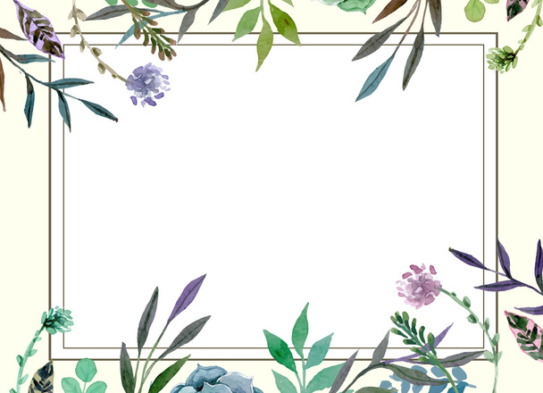 floral border wedding invitation card template - Фото, зображення