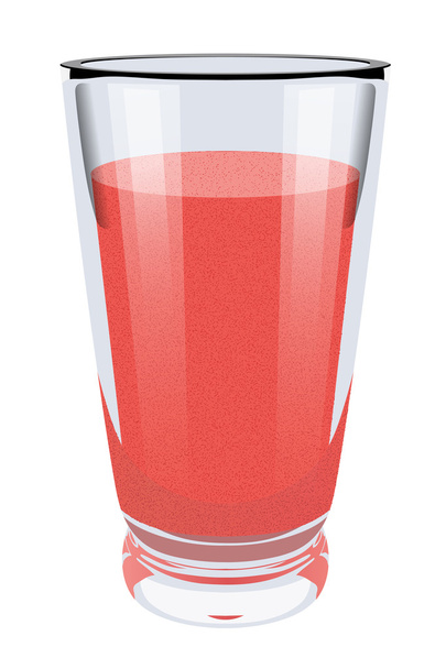 Vector realistic portrayal of high glass cup with red smoothies. - Vector, Image